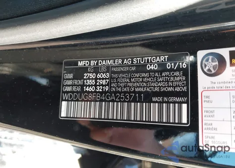 2016 Mercedes-Benz S 550 4Matic из США, поврежденный, VIN WDDUG8FB4GA253711